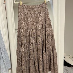 Altar'd State Floral Maxi Skirt in Brown